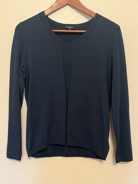 Talbots Teal Blue V-Neck Knit Top Sweater Women's Size Petite Medium